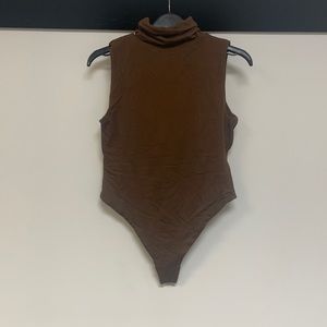 Brown Sleeveless Turtleneck Bodysuit